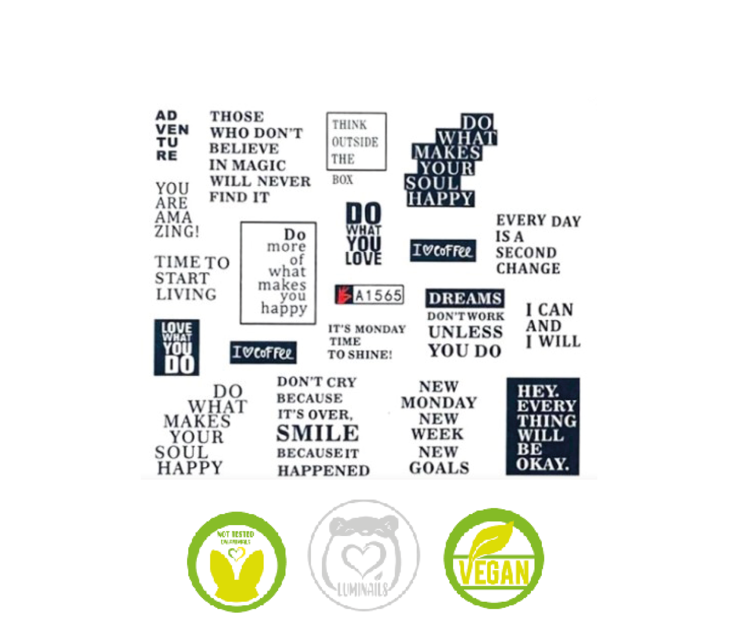 Waterdecal Trasferelli: LOVE & WORDS (30 varianti)