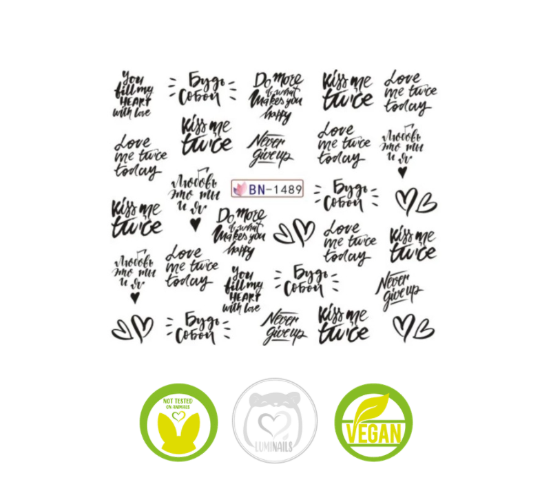 Waterdecal Trasferelli: LOVE & WORDS (30 varianti)