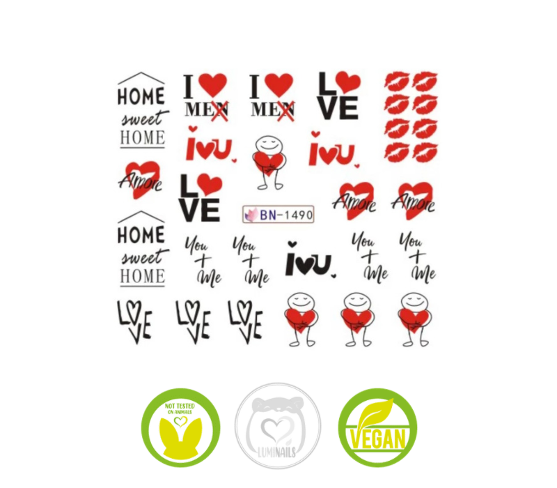 Waterdecal Trasferelli: LOVE & WORDS (30 varianti)