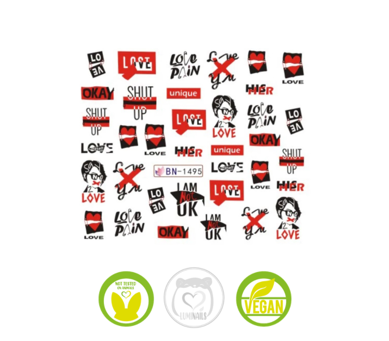 Waterdecal Trasferelli: LOVE & WORDS (30 varianti)